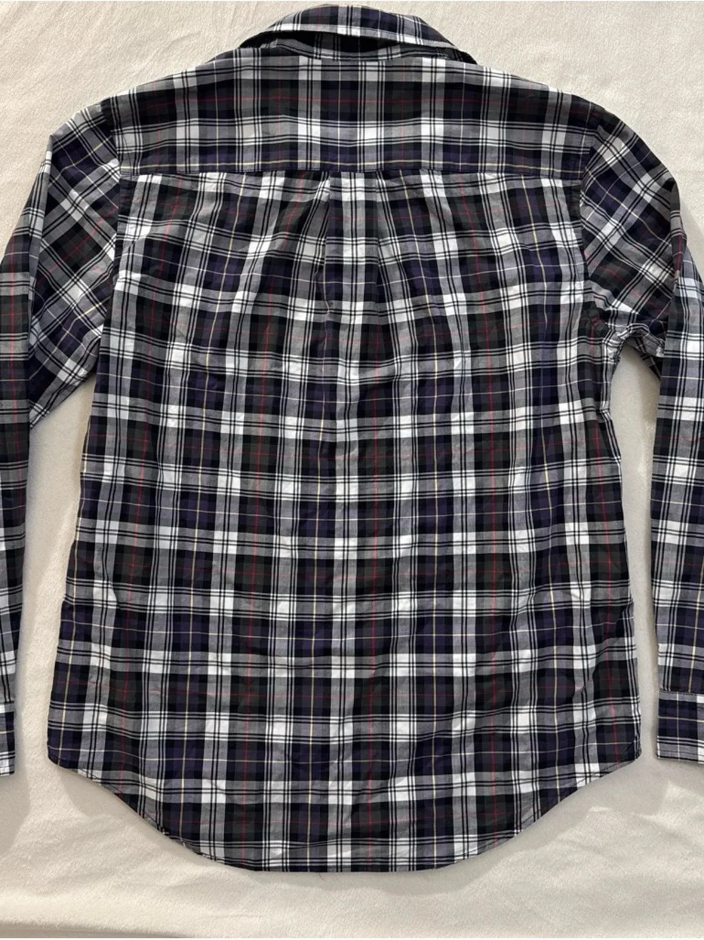 100% Cotton Ralph Lauren Boys Navy White Plaid Button-Down Shirt